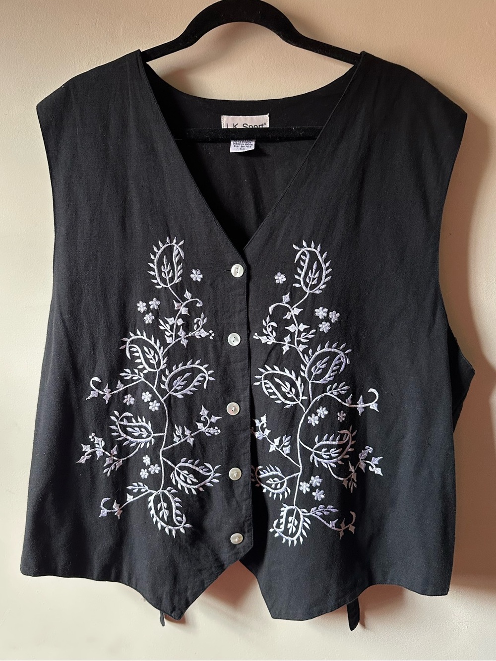 Embroidered Vest Cotton Linen Boho